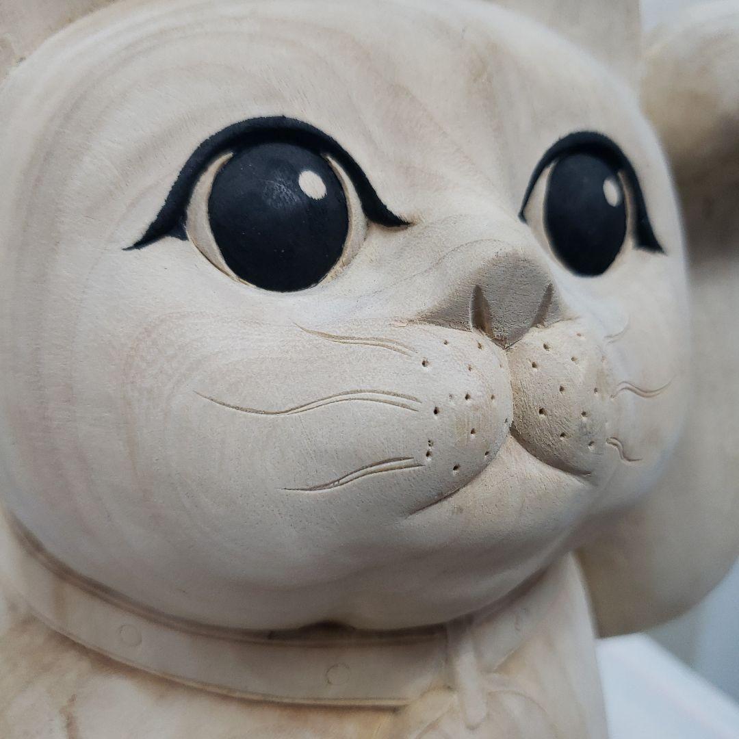 Ｂフライデー蔵出し特価八方にらみ木曽御神木檜製開運桧材 招き猫☆左手 約32cm