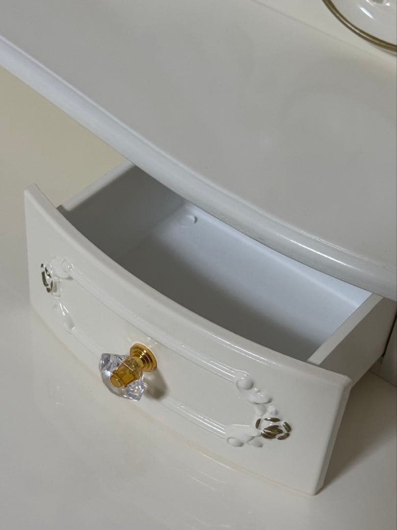 LEDミラー付きロココ調アンティーク可愛いドレッサー化粧台 横幅100cm