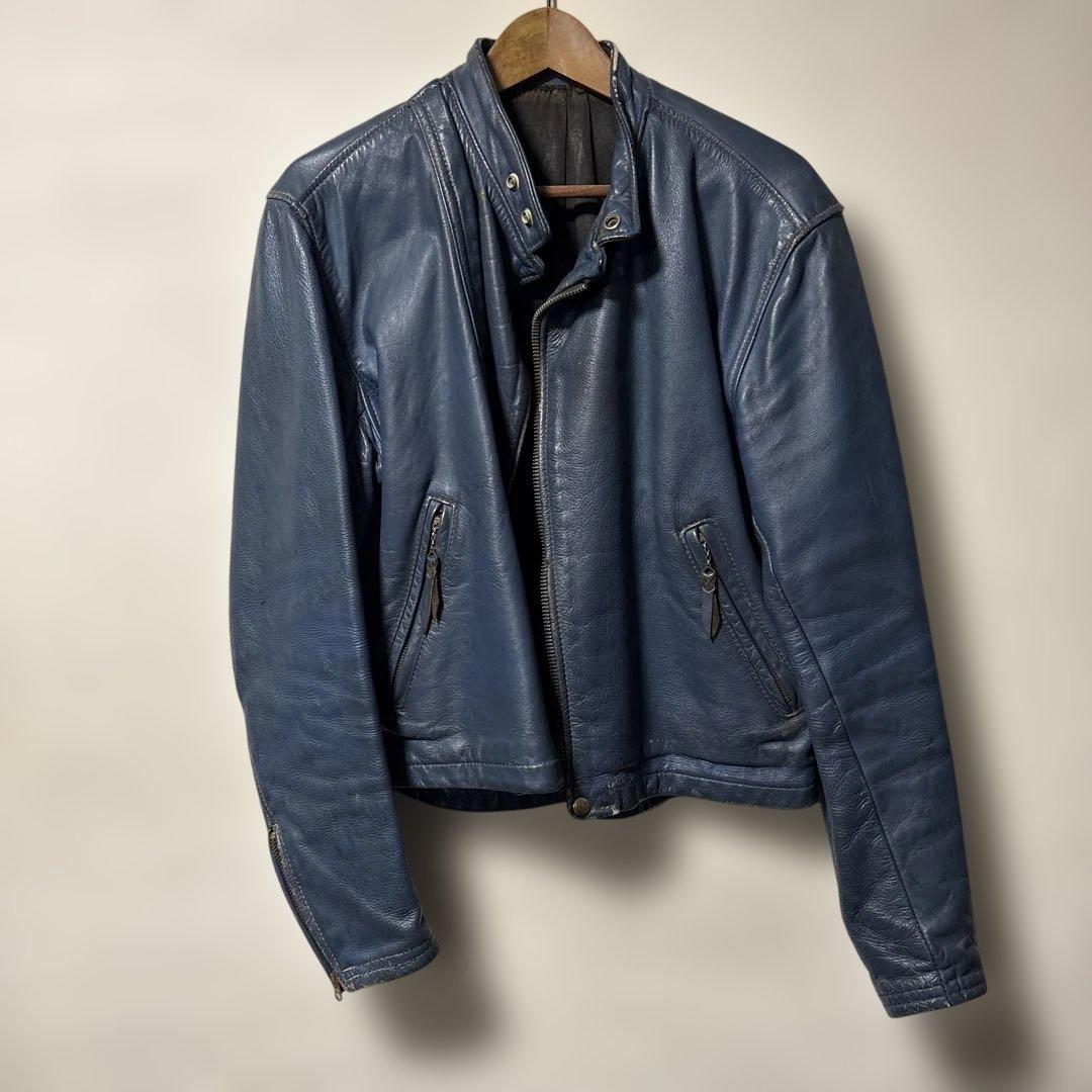 60〜70s ラングリッツレザー キャスケード ビンテージライダース　青