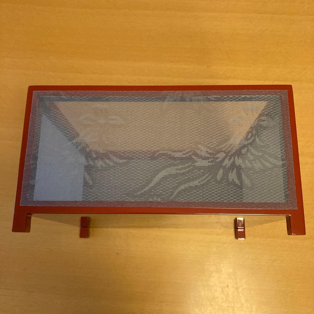 茶道具 圓能斎好 蛍籠 炭斗 内側朱 鳳凰透し 紙箱