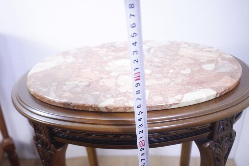 ◆イタリア製 輸入家具入荷　天板大理石　サイドテーブルオーバル型(楕円形) 　②