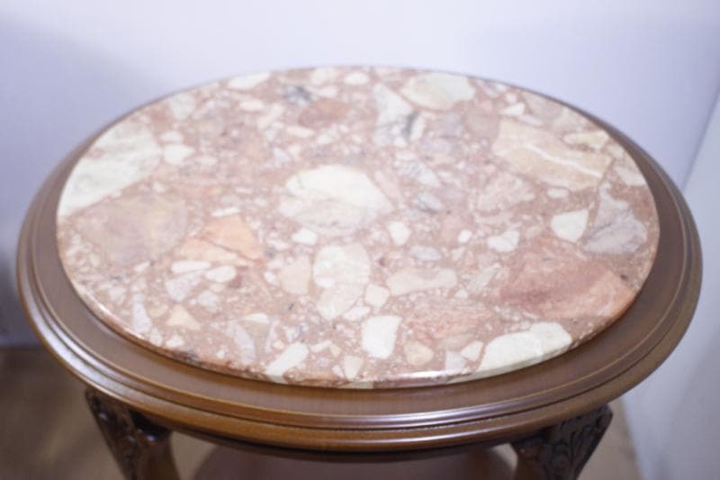 ◆イタリア製 輸入家具入荷　天板大理石　サイドテーブルオーバル型(楕円形) 　②