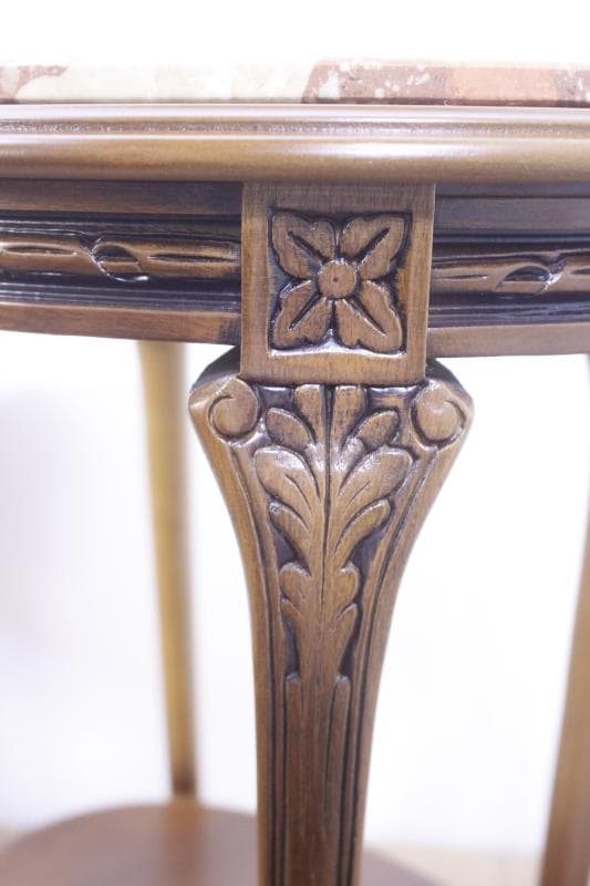 ◆イタリア製 輸入家具入荷　天板大理石　サイドテーブルオーバル型(楕円形) 　②