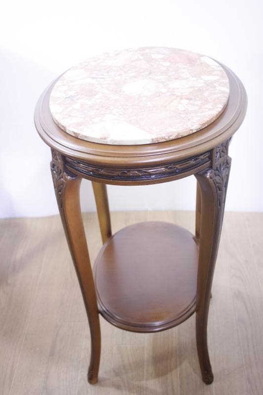 ◆イタリア製 輸入家具入荷　天板大理石　サイドテーブルオーバル型(楕円形) 　②