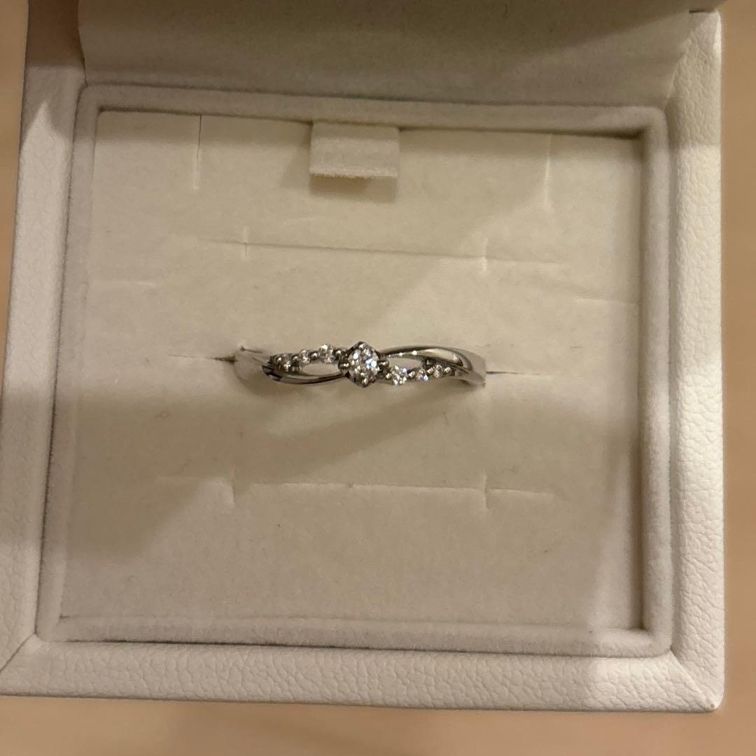 【美品】4℃ ホワイトゴールド ダイヤモンドリング おそらく10号