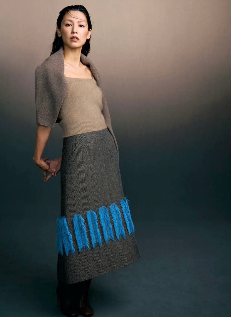 ebure 店舗限定フリルヘリンボーンスカート 38 新品