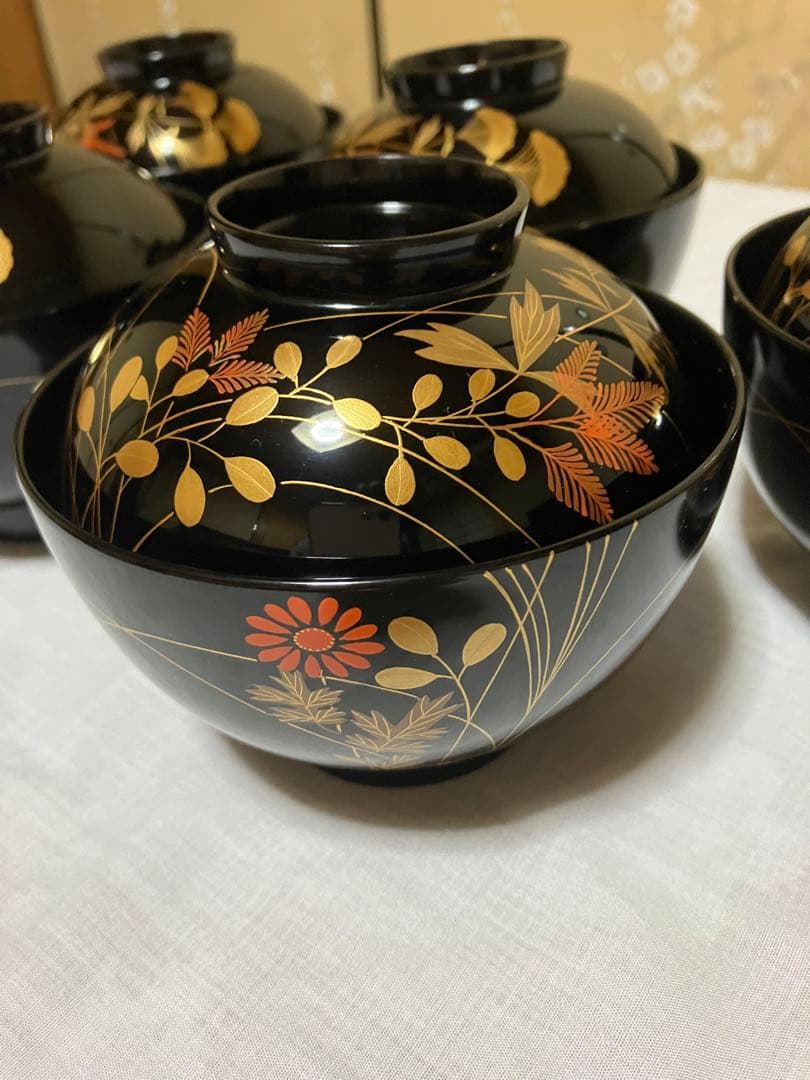 美品　輪島塗り 吸物碗 ５客セット　箱付