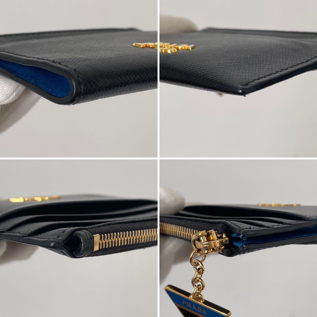 【極美品】プラダ 小銭入れ トライアングル ロゴチャーム サフィアーノレザー