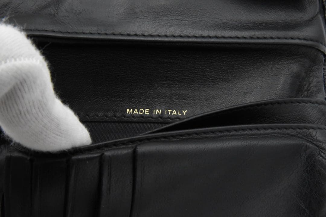 CHANEL ブラックレザー 三つ折り財布　キャビアスキンココマーク