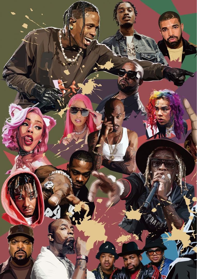 HIPHOPスター★POPアートB1ポスター★3枚組