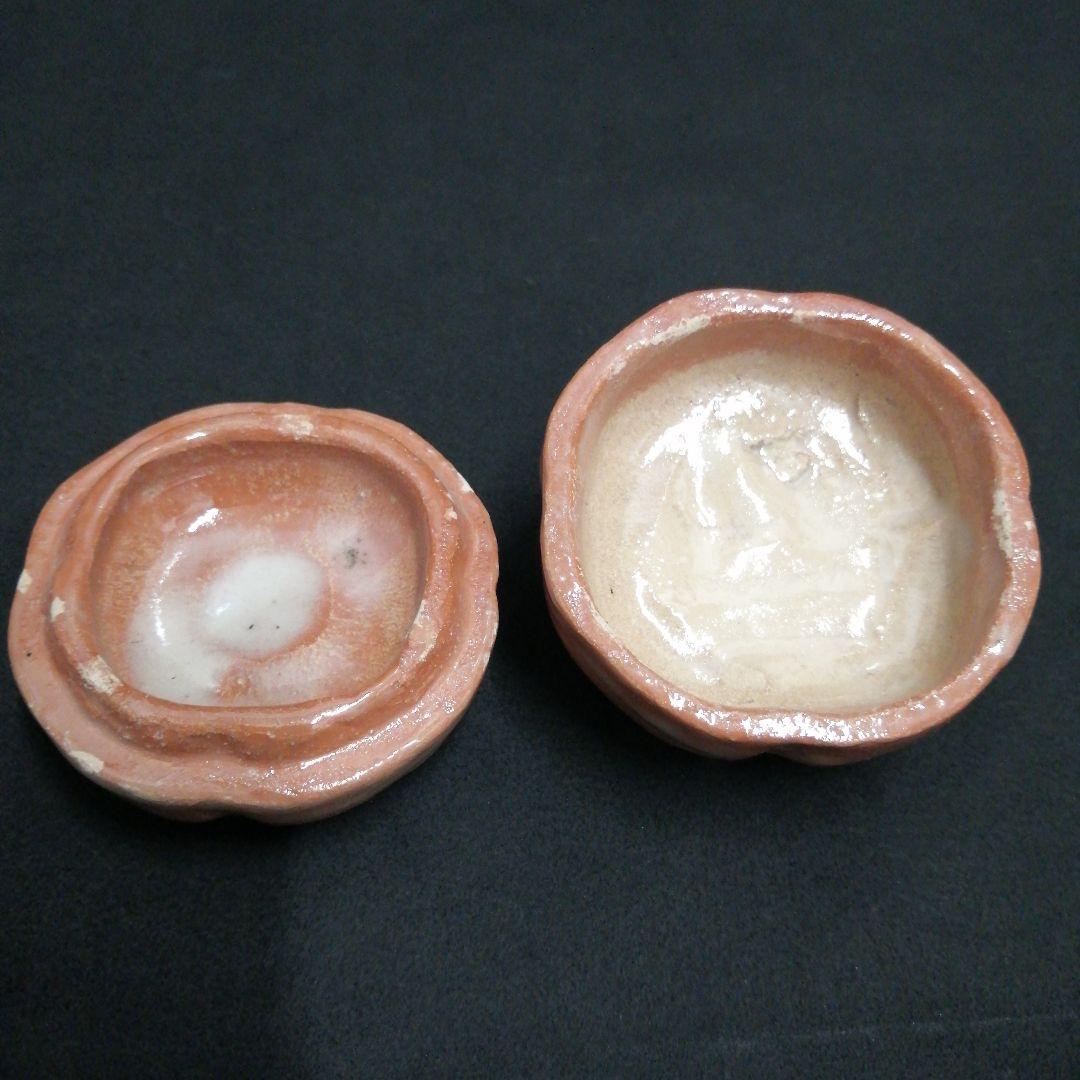 茶道具 香合　楽焼　 柿　高野昭阿弥作 箱有