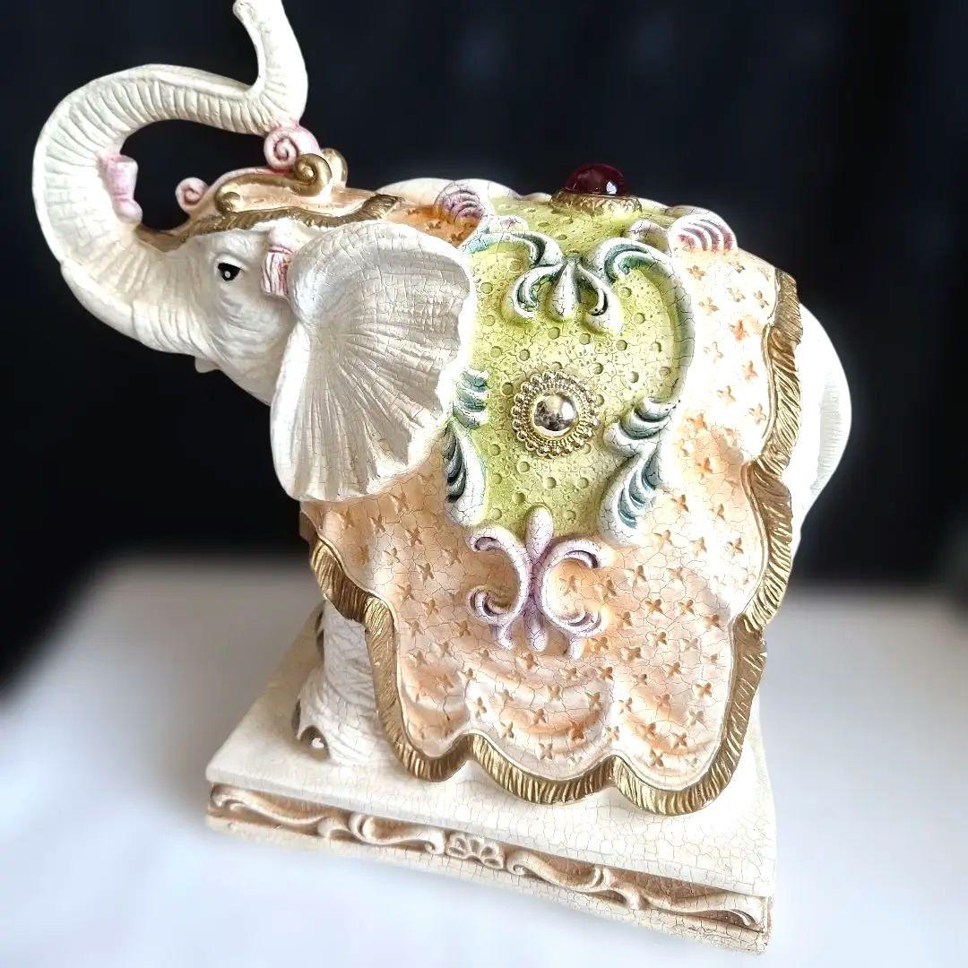 象の置物　2体セット　　陶器　オブジェ　運気上昇　インテリア　ヴィンテージ