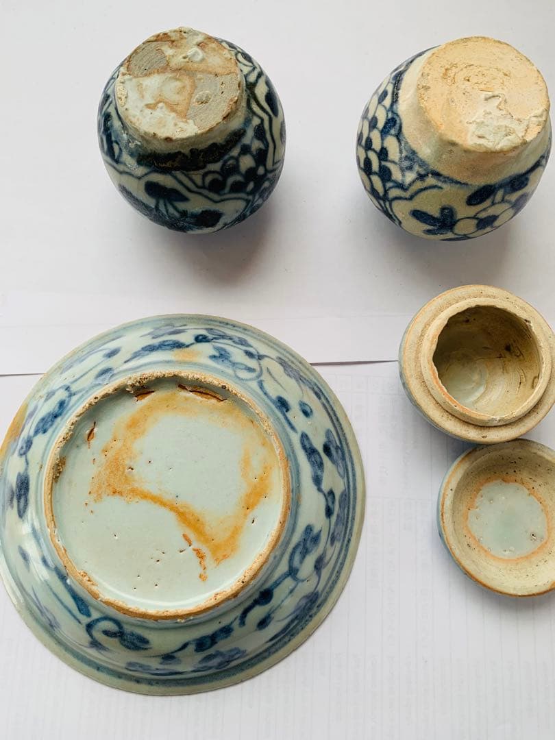 中国明時代早期染付4点まとめ