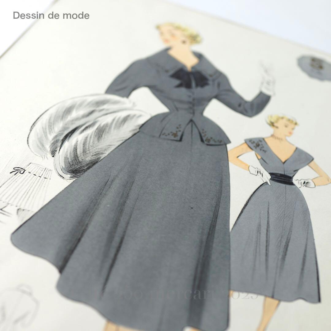 ビンテージ ファッションスタイル画　Dessin de mode