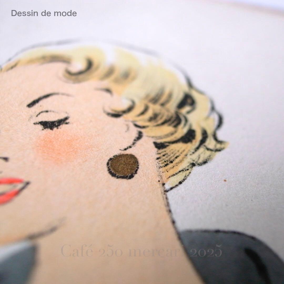 ビンテージ ファッションスタイル画　Dessin de mode