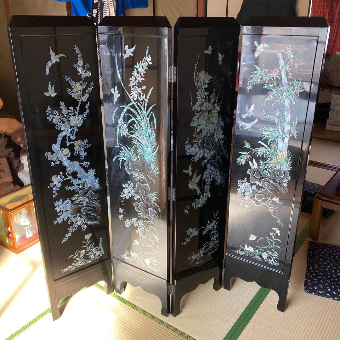 L*-様 豪華装飾 螺鈿 漆芸 衝立 天然木 パーテーション 高さ150cm 重