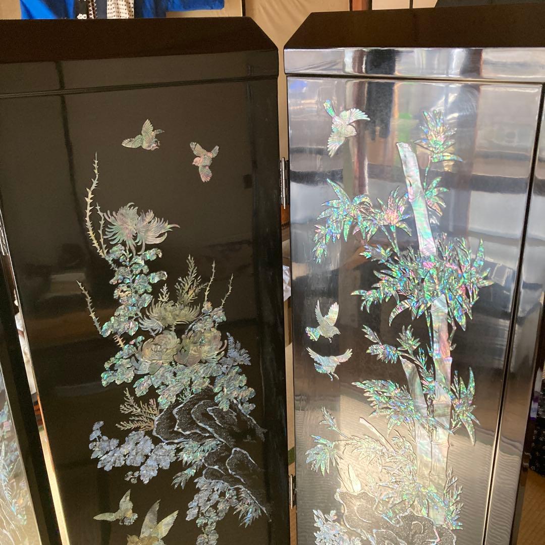 L*-様 豪華装飾 螺鈿 漆芸 衝立 天然木 パーテーション 高さ150cm 重