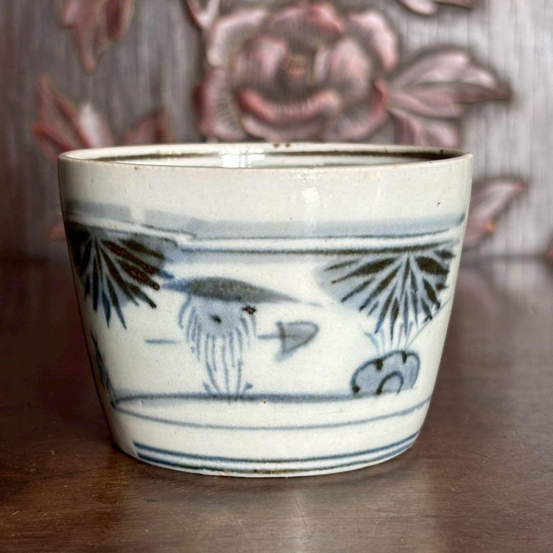 江戸時代　中期〜後期　古伊万里　雪中　筍掘り　図　蕎麦猪口　湯呑　酒器　コップ