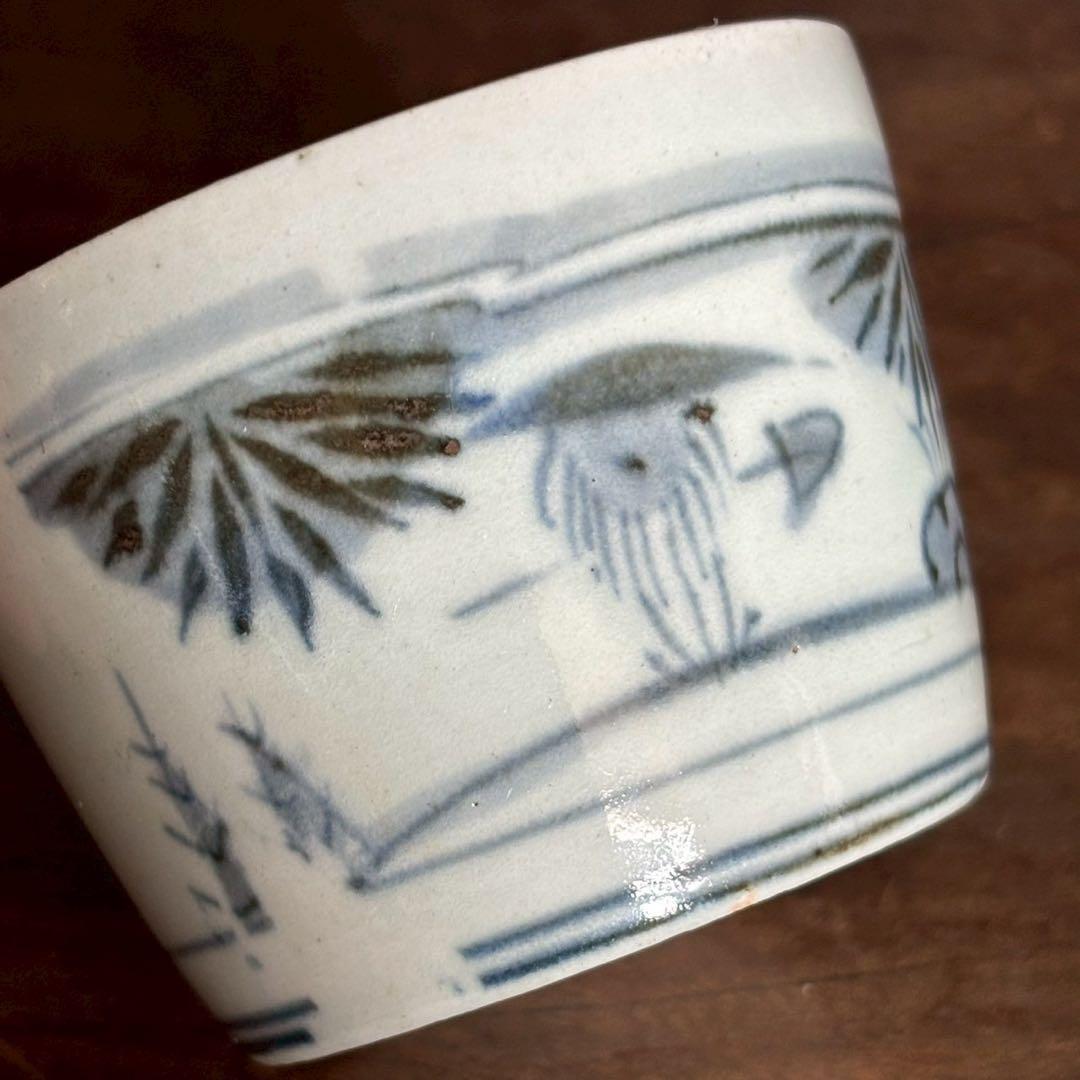 江戸時代　中期〜後期　古伊万里　雪中　筍掘り　図　蕎麦猪口　湯呑　酒器　コップ