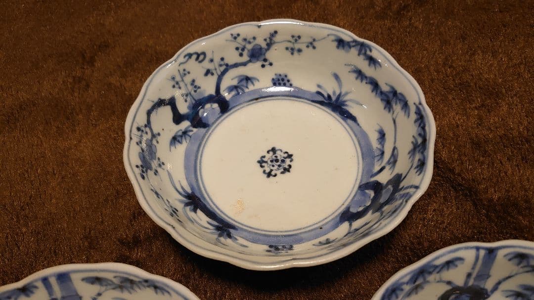 古伊万里　伊万里　染付　渦福　なます皿　輪華皿　３客