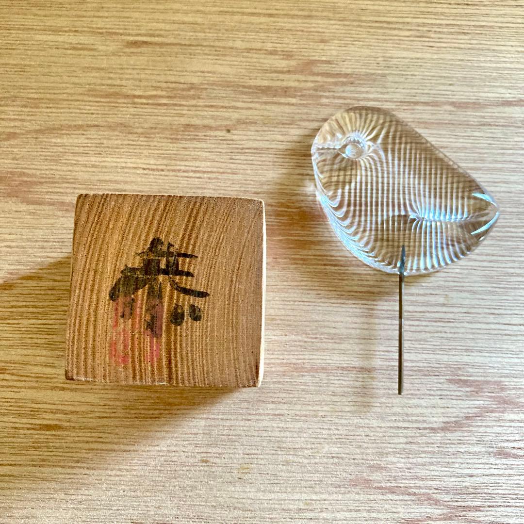 s*e様 【河上恭一郎】ガラス製 鳥のオブジェ 木製台座付き