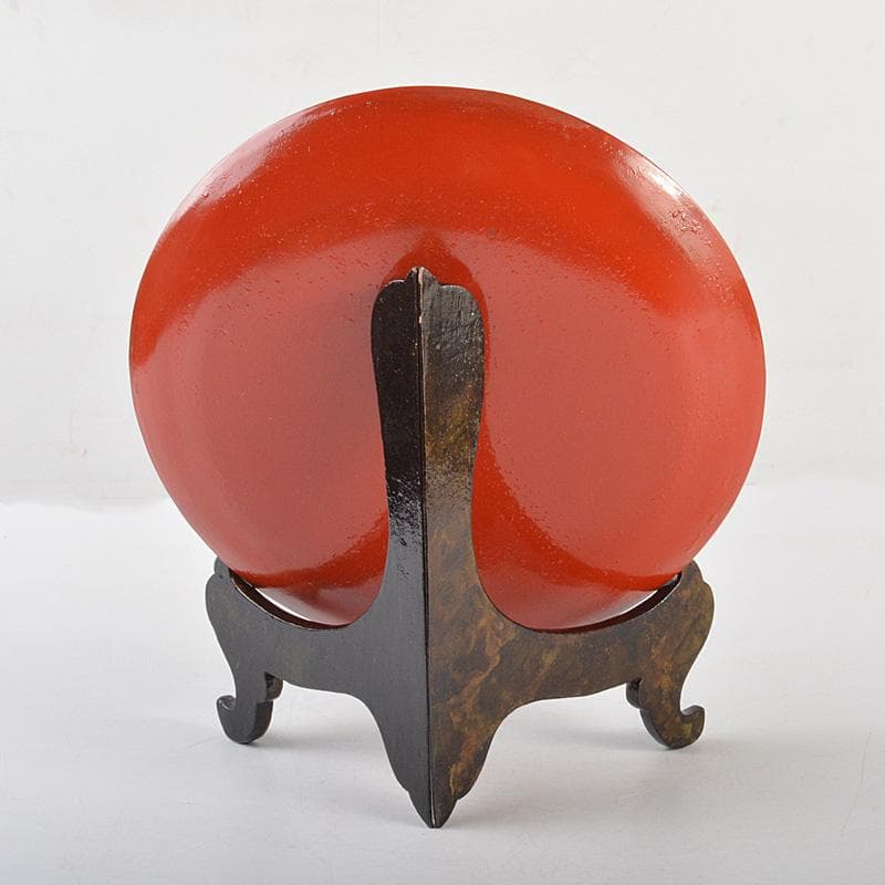 中国　堆朱　山水楼閣文盤　飾皿　飾立付　V　6535