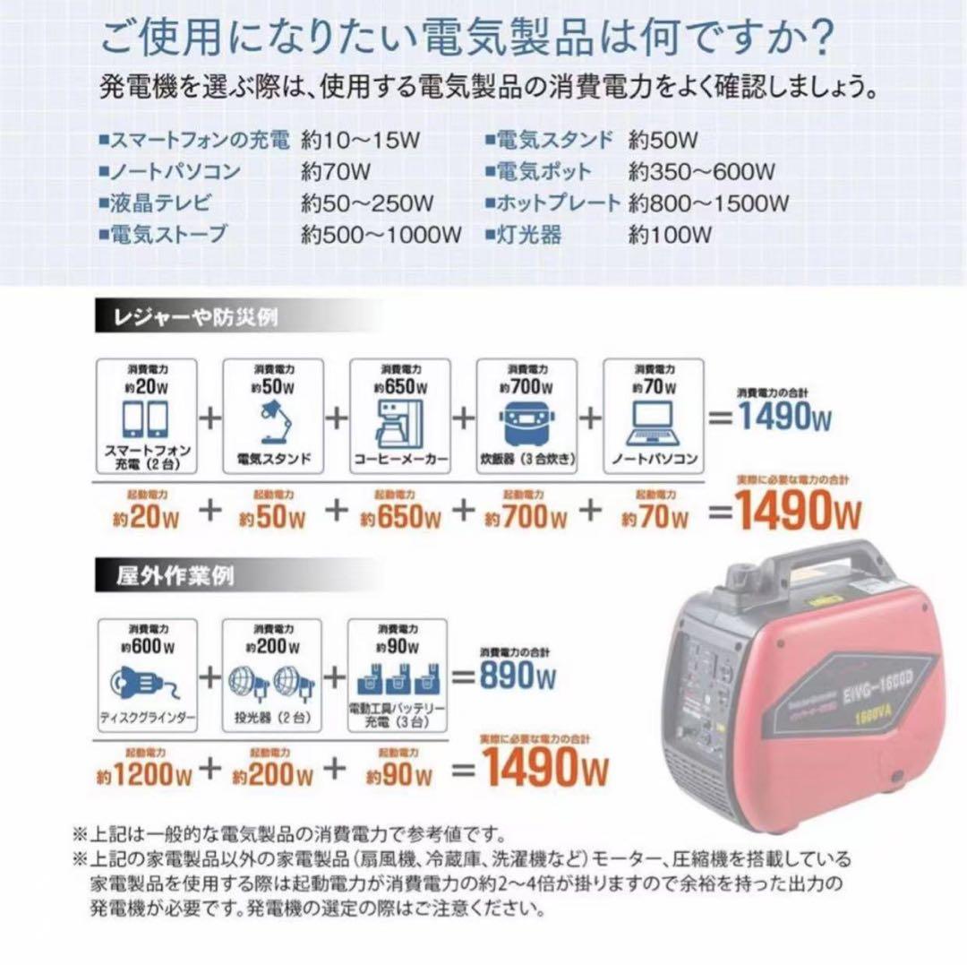 発電機 ナカトミ(NAKATOMI) アウトドア EIVG-1600D