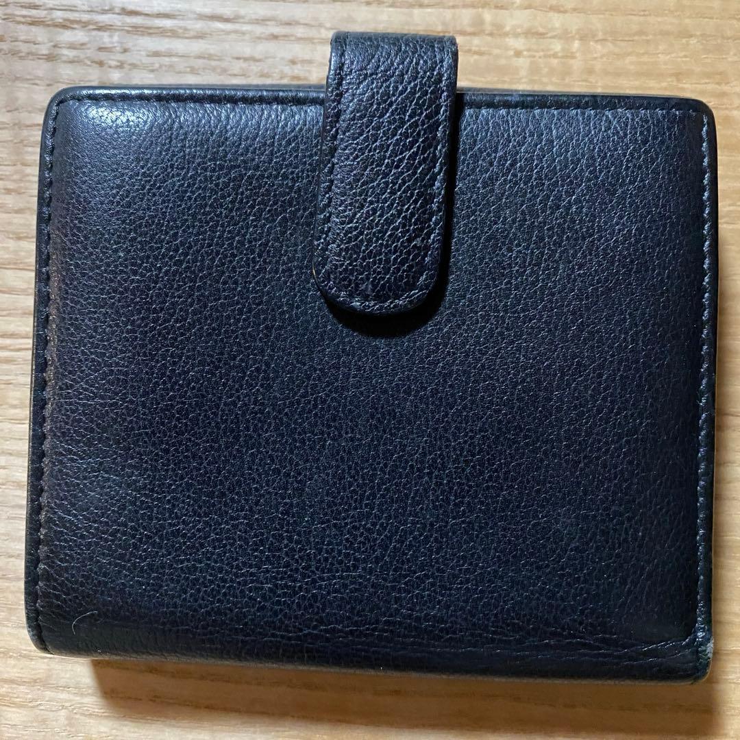 CHANEL レザー製黒二つ折り財布