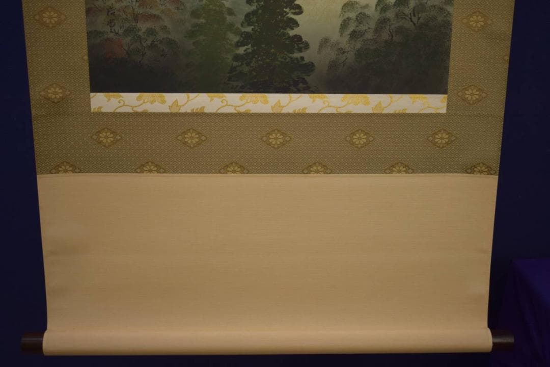 真作/桜井浩堂/古里の秋/山水柿に小禽図/桐共箱付/布袋屋掛軸HI-812