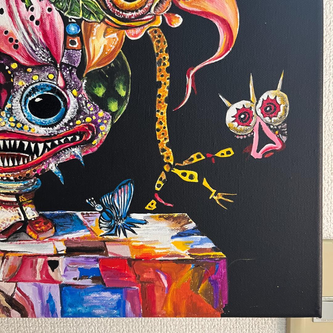 アクリル画：モンスターの花