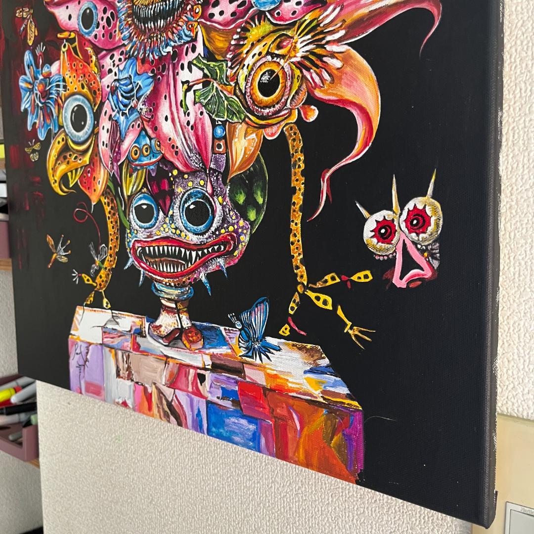 アクリル画：モンスターの花