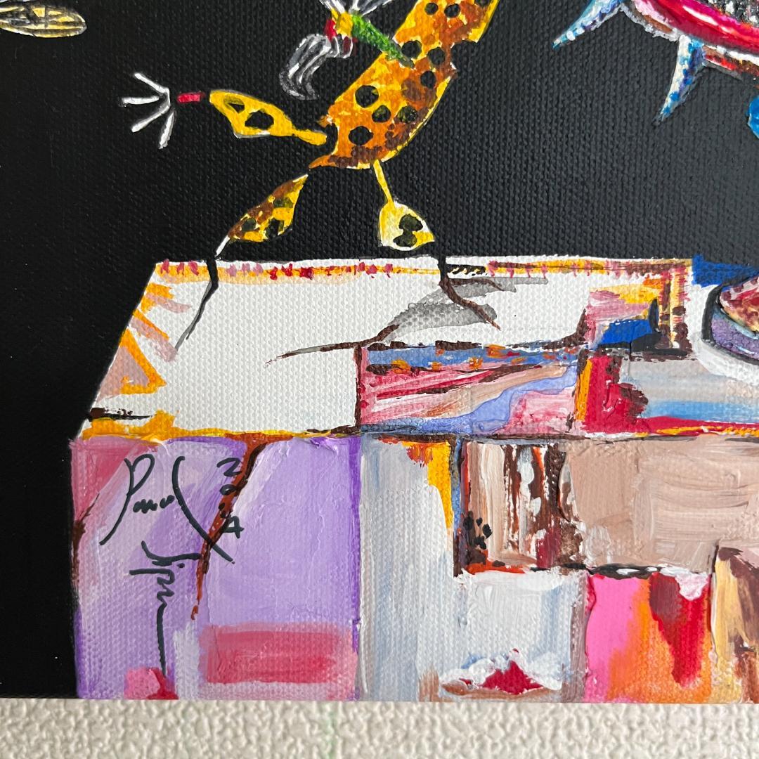 アクリル画：モンスターの花