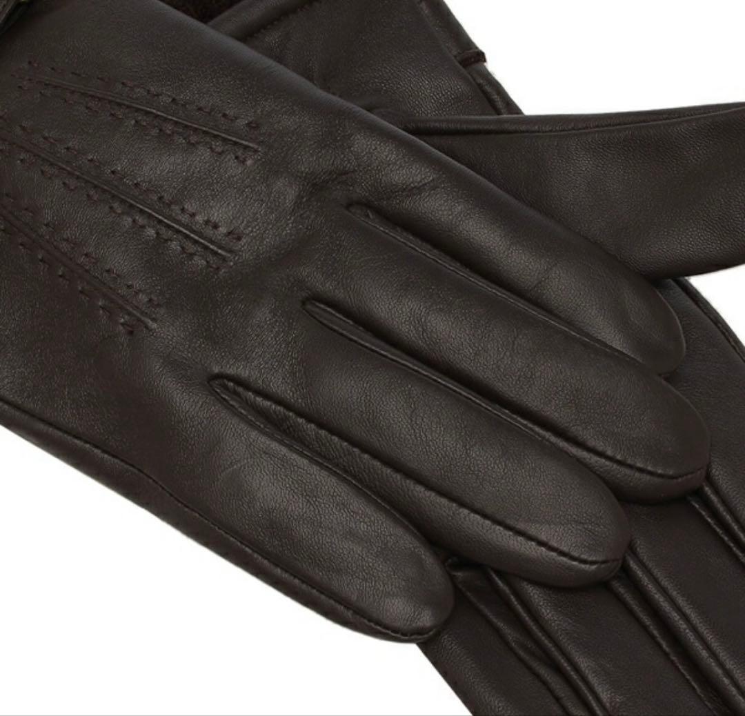 ま*ん様 【未使用品】デンツ 手袋 ヘアシープレザーグローブ ブラウン メンズ