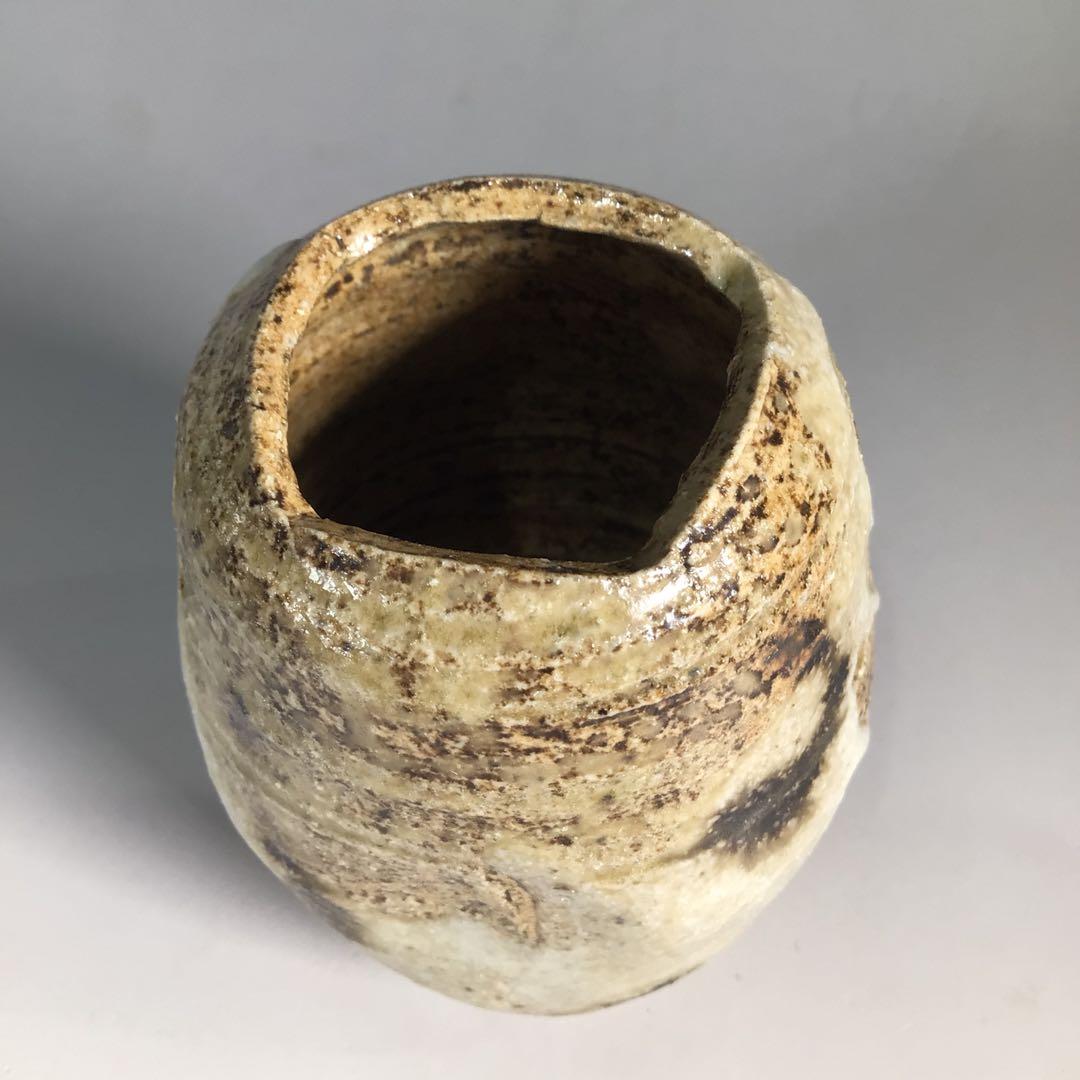 Ｎ４２７　茶器　『川本了生造』『美濃伊賀』『縞葡萄唐草仕覆付』　共箱　茶道具