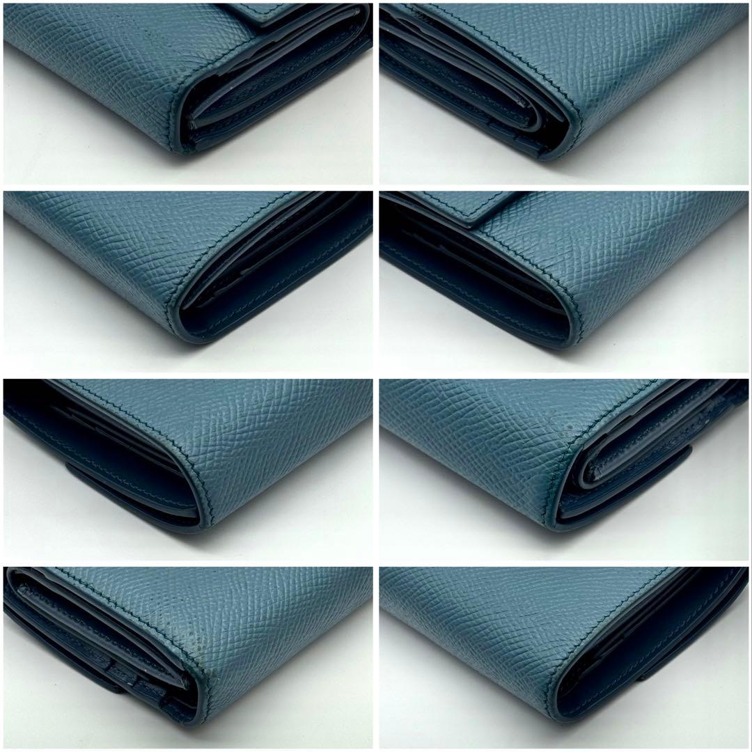 CELINE セリーヌ レザー スモールウォレット 三つ折り財布　ブルー系