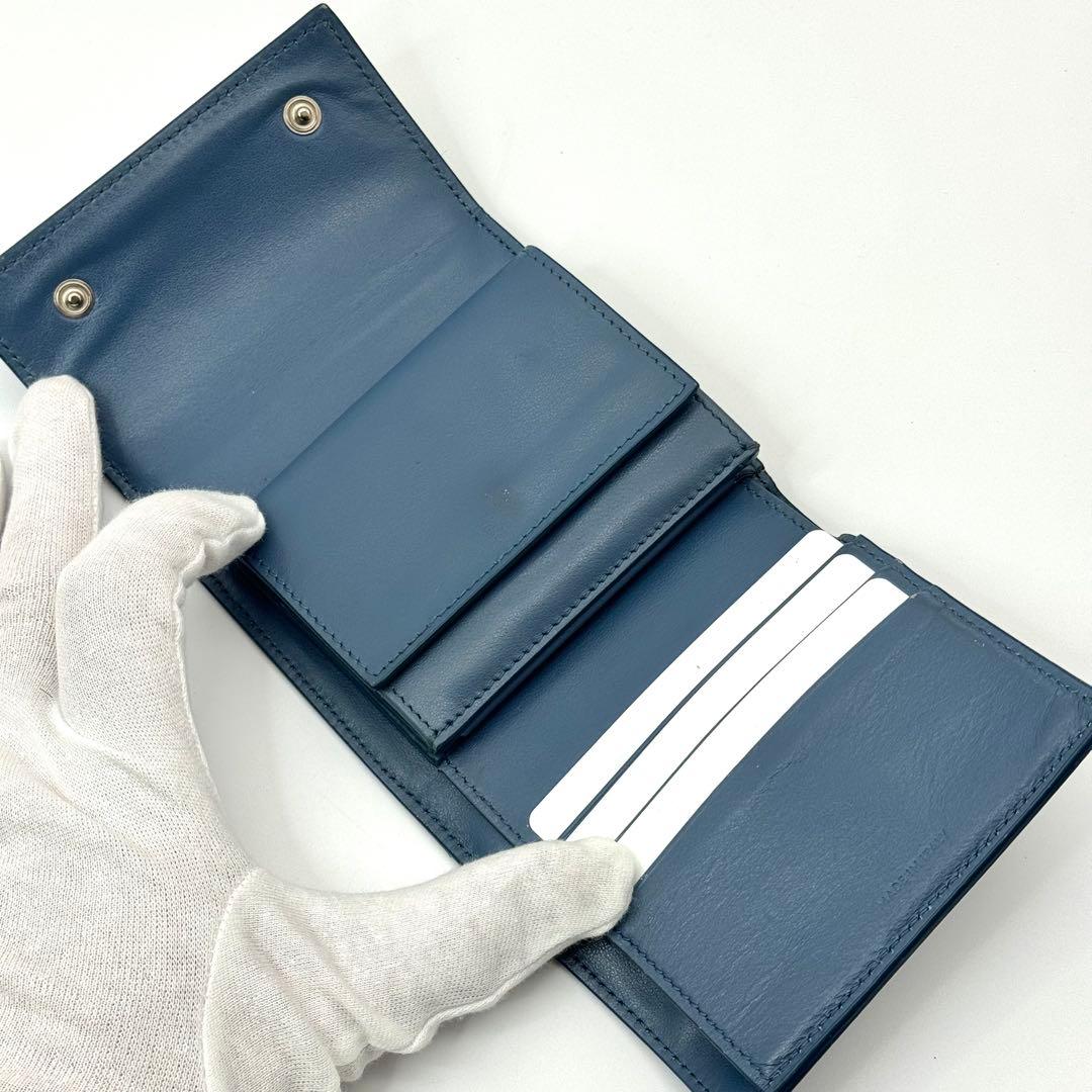 CELINE セリーヌ レザー スモールウォレット 三つ折り財布　ブルー系