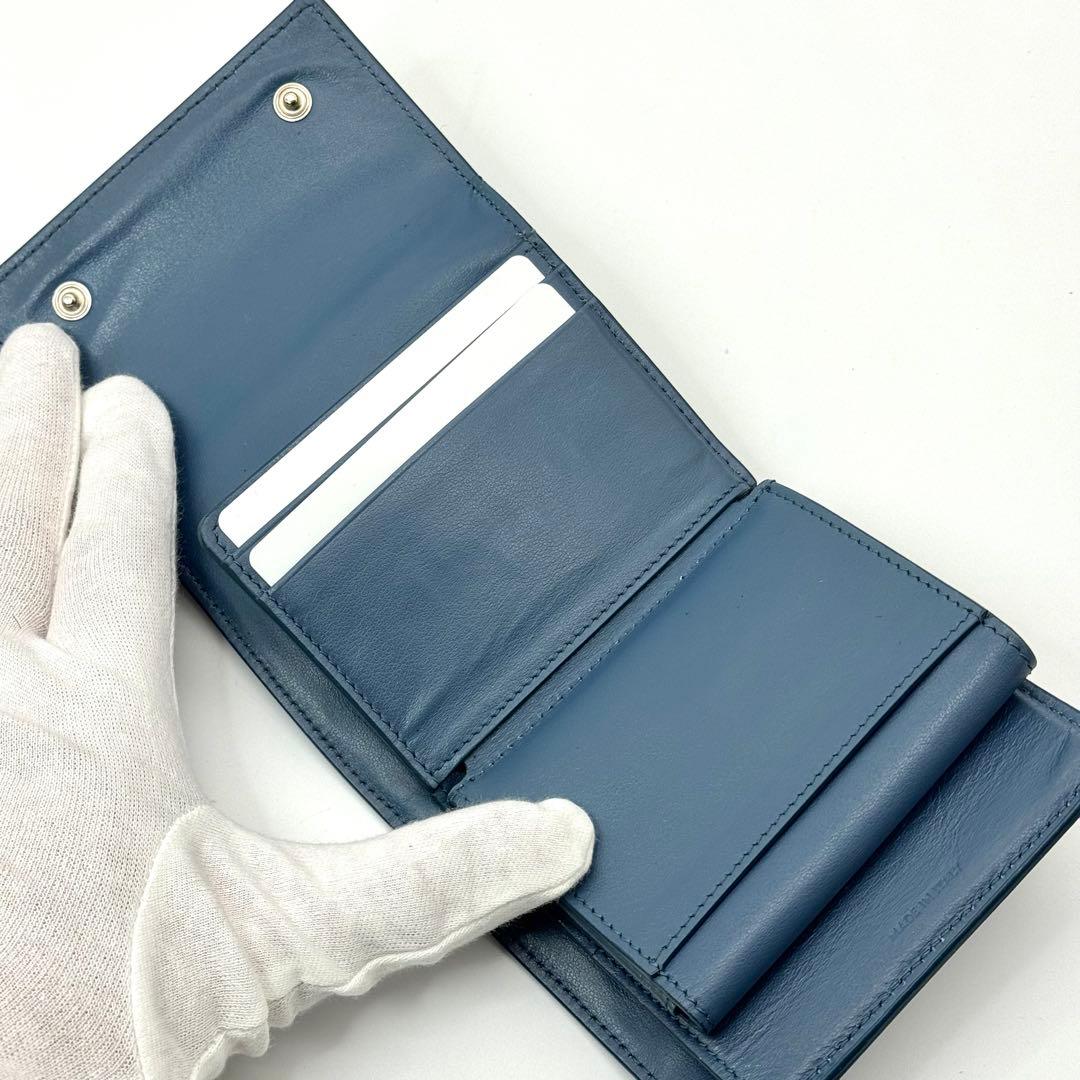 CELINE セリーヌ レザー スモールウォレット 三つ折り財布　ブルー系