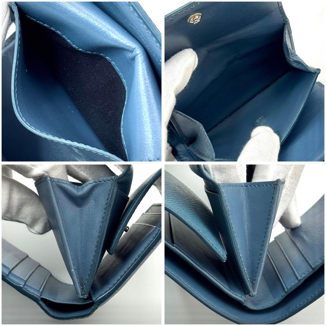 CELINE セリーヌ レザー スモールウォレット 三つ折り財布　ブルー系