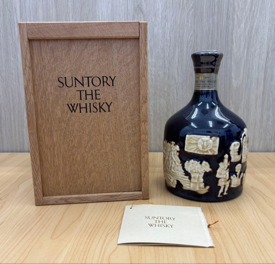 希少未開栓】 サントリー ザ ウイスキー 有田焼 陶器ボトル 木箱付美品
