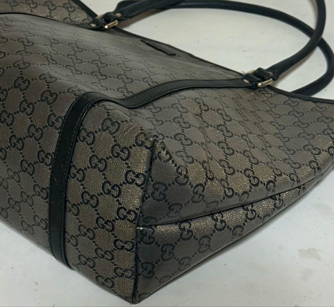 GUCCI トートバッグ　GG柄　クリスタル　レザー　ネイビー