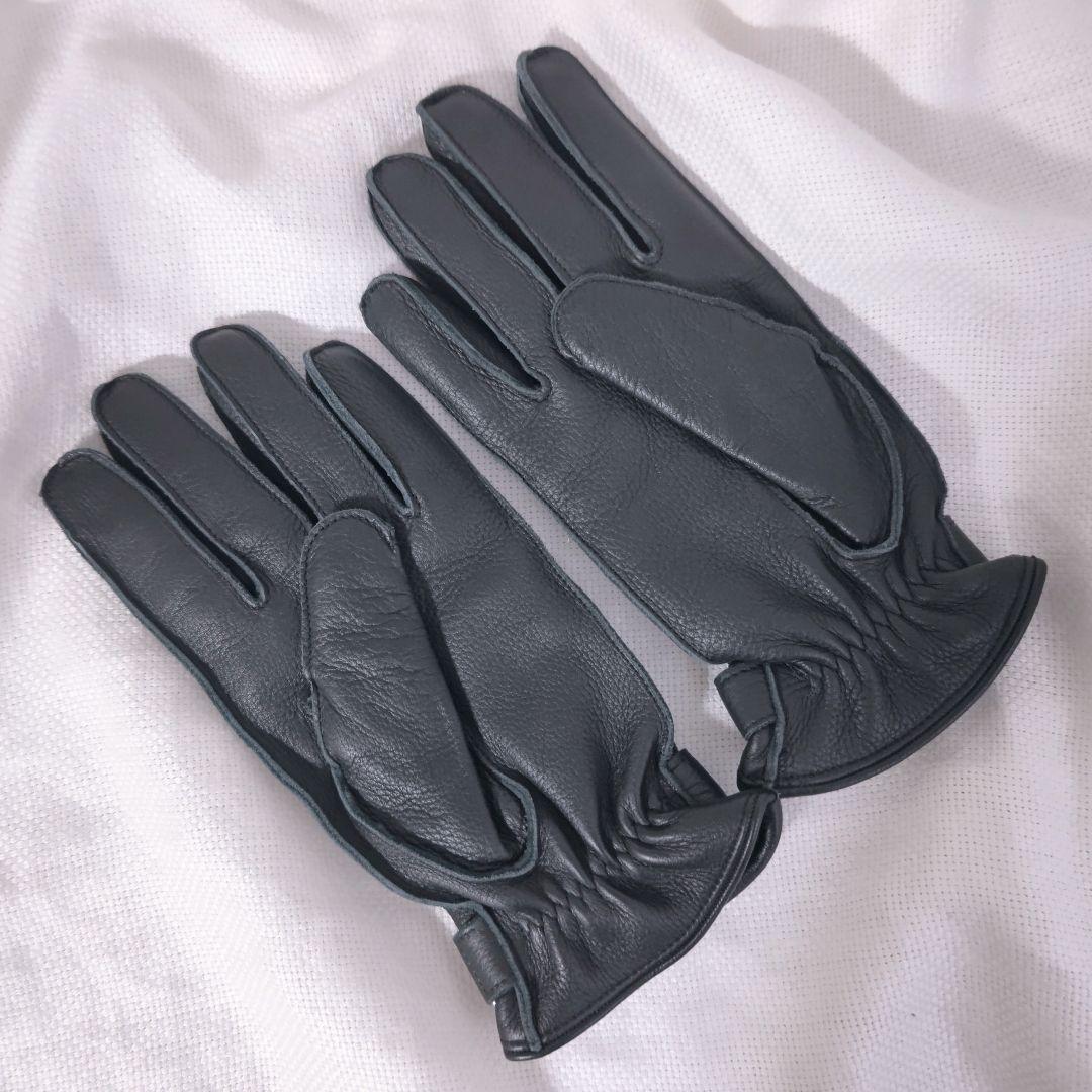 ダンヒルdunhillカシミヤライニングディアスキンレザー手袋グローブ黒ブラック