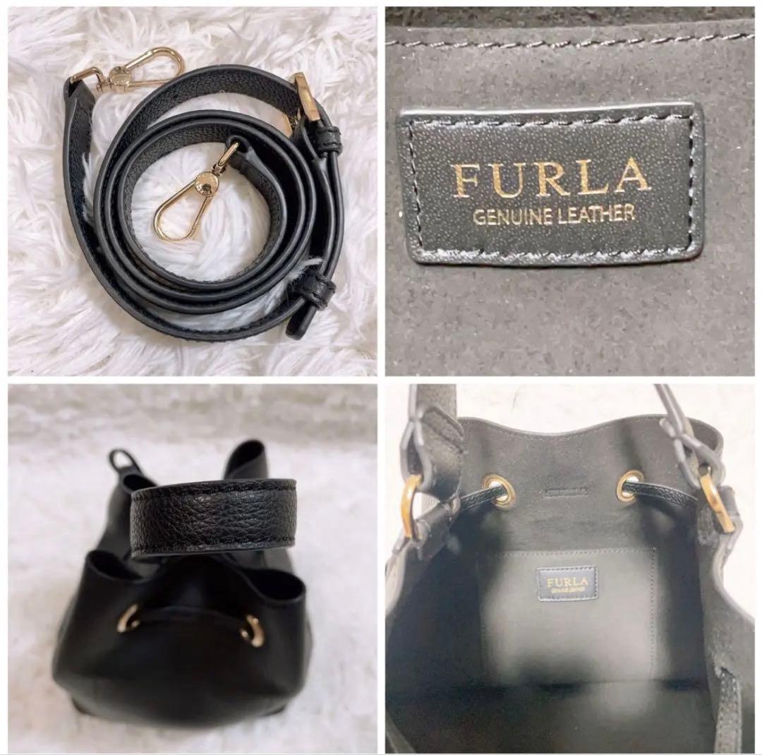 FURLA ブラック バケットバッグ　バケツ型ショルダーバッグ