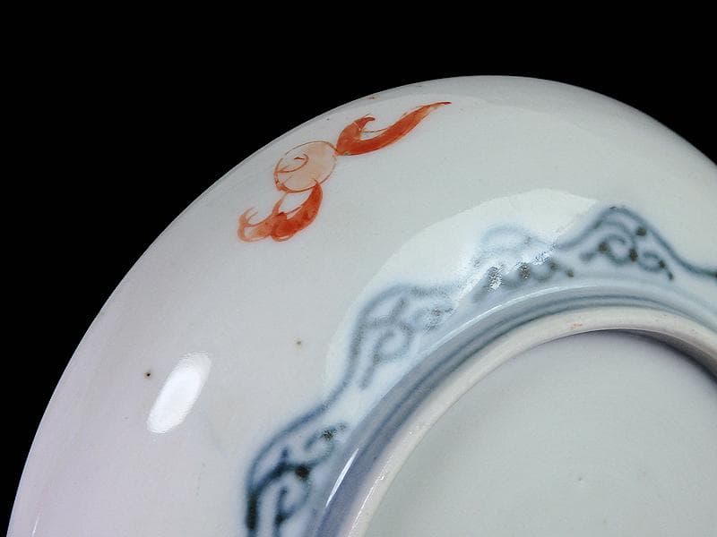 古伊万里　金襴手　紅葉に鳥居　花鳥紋の図　５寸皿　３枚　E549AS-COc