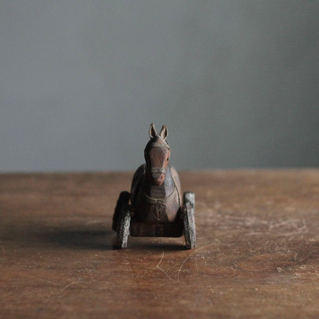 古い 馬車（うまぐるま） 木彫 オブジェ 古道具 アンティーク No.2