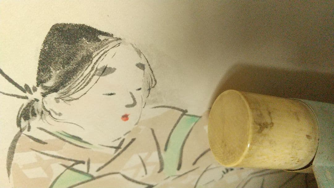 小堀鞆音   やまと絵 紙本肉筆掛軸 人物