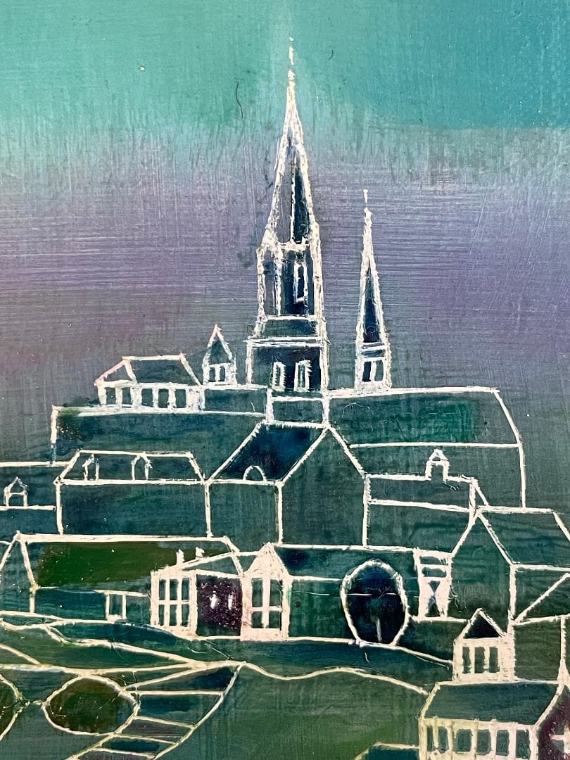 「真作」作者不明　風景画　油彩画　額装　サイン有り　SM号