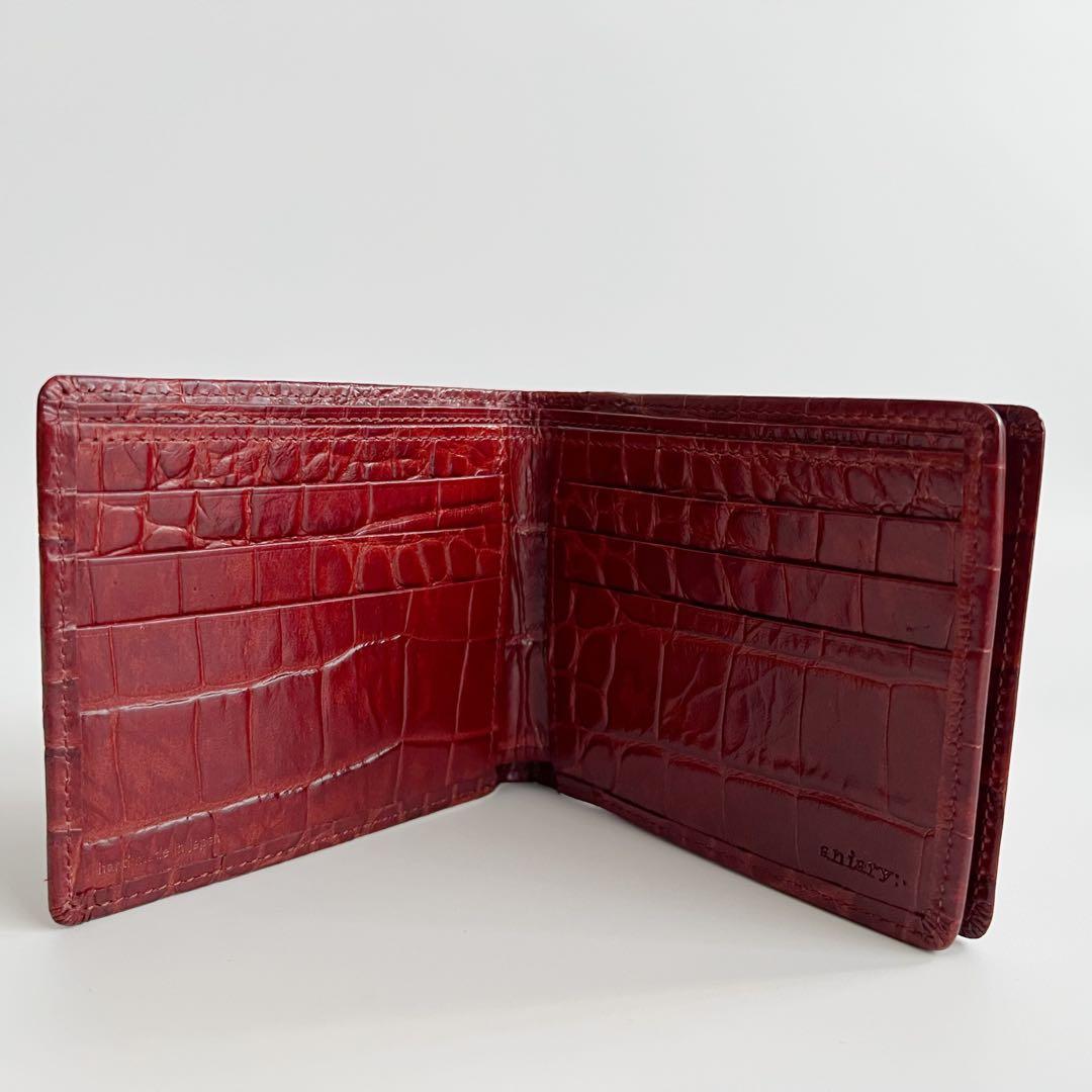 新品 未使用　aniary アニアリ　2つ折り財布　クロコダイル　ワイン