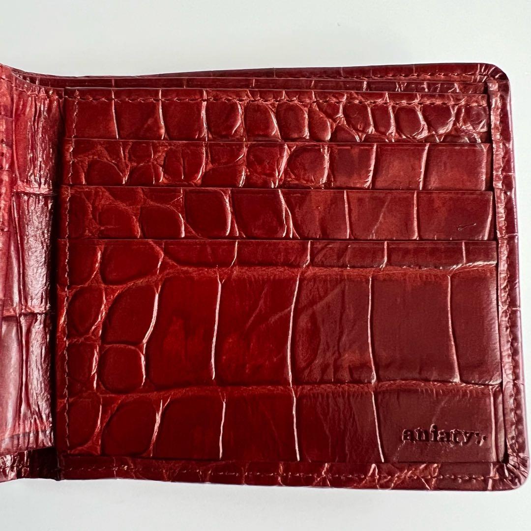 新品 未使用　aniary アニアリ　2つ折り財布　クロコダイル　ワイン