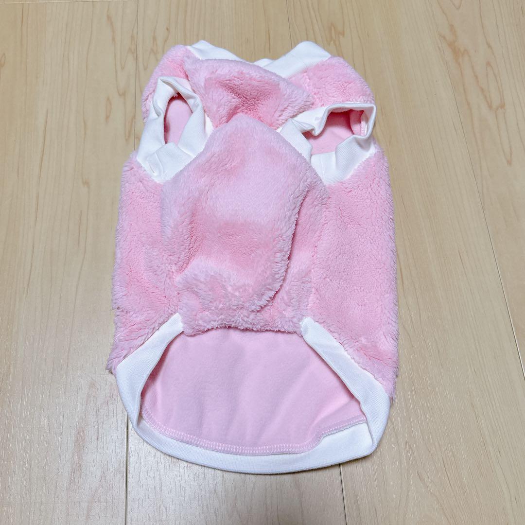 ☘️ 犬 ピンク 白 白淵 ふわふわ 服 ドッグウエェア ペットウェアL