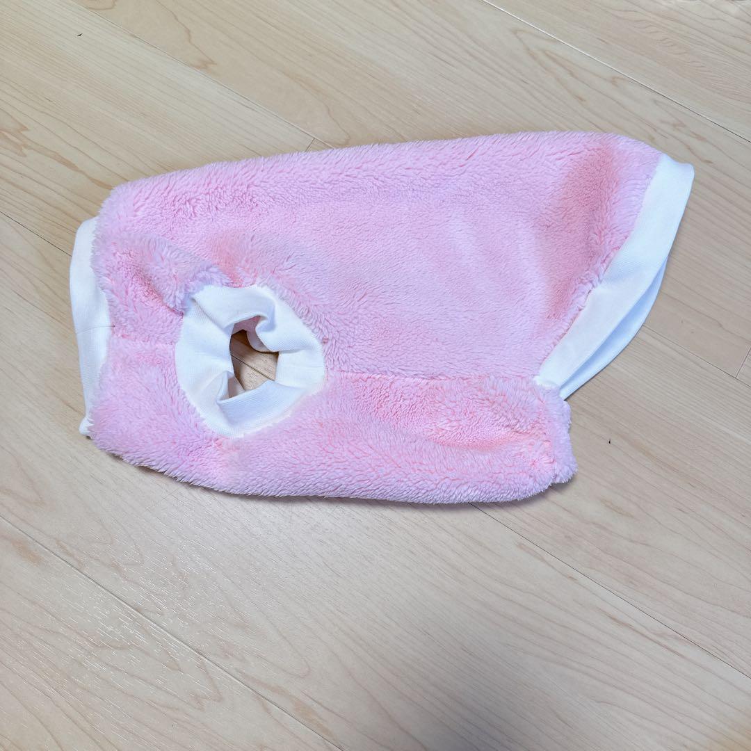 ☘️ 犬 ピンク 白 白淵 ふわふわ 服 ドッグウエェア ペットウェアL
